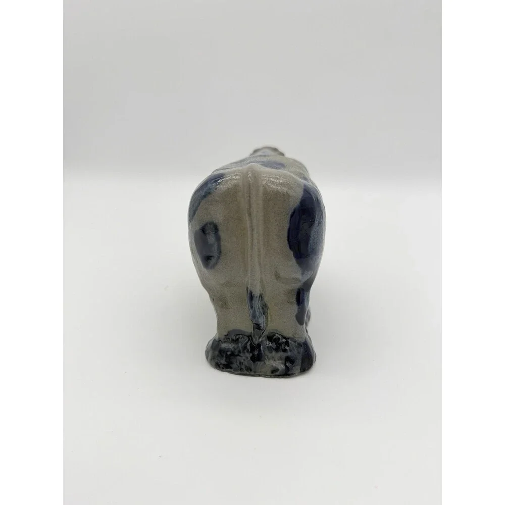 Rowe Art Pottery Salt Glaze Works Blue Holstein Cow Figurine 1990 Vintage USA